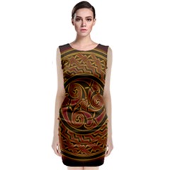 Celtic Spiritual Pattern Art Sleeveless Velvet Midi Dress