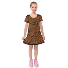 Celtic Spiritual Pattern Art Kids  Short Sleeve Velvet Dress by Pakrebo