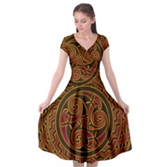 Celtic Spiritual Pattern Art Cap Sleeve Wrap Front Dress by Pakrebo