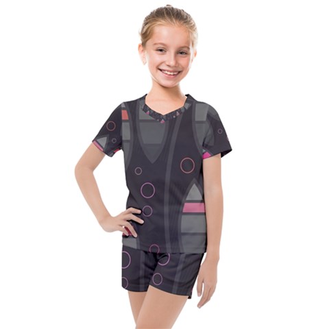 Background Blacks Pinks Kids  Mesh Tee And Shorts Set by Pakrebo