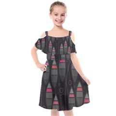 Background Blacks Pinks Kids  Cut Out Shoulders Chiffon Dress