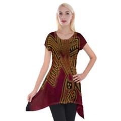 Celtic Spiritual Pattern Art Short Sleeve Side Drop Tunic by Pakrebo