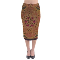 Celtic Spiritual Pattern Art Velvet Midi Pencil Skirt by Pakrebo