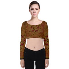 Celtic Spiritual Pattern Art Velvet Long Sleeve Crop Top by Pakrebo