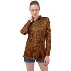 Celtic Spiritual Pattern Art Long Sleeve Satin Shirt