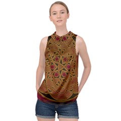 Celtic Spiritual Pattern Art High Neck Satin Top by Pakrebo