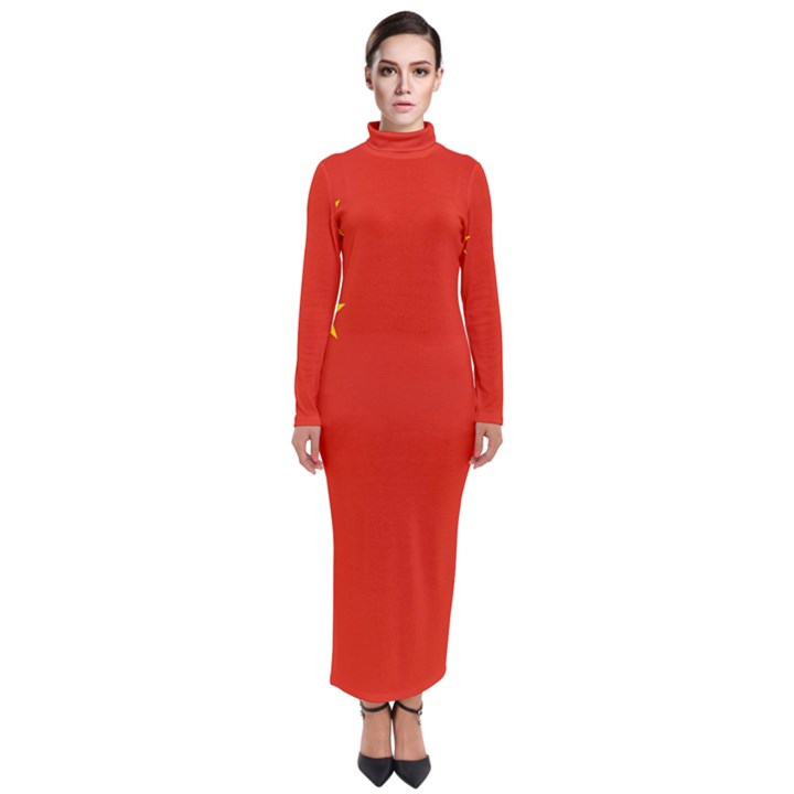 China Flag Turtleneck Maxi Dress