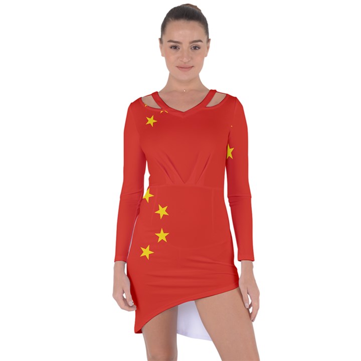 China Flag Asymmetric Cut-Out Shift Dress