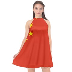 China Flag Halter Neckline Chiffon Dress  by FlagGallery