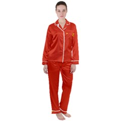 China Flag Satin Long Sleeve Pyjamas Set