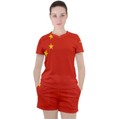 China Flag Women s Tee And Shorts Set