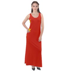 China Flag Sleeveless Velour Maxi Dress