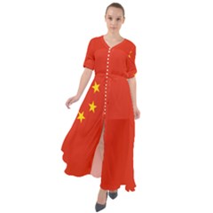 China Flag Waist Tie Boho Maxi Dress