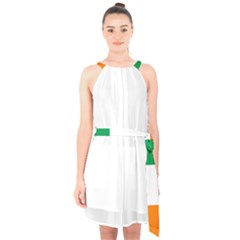 Ireland Flag Irish Flag Halter Collar Waist Tie Chiffon Dress by FlagGallery