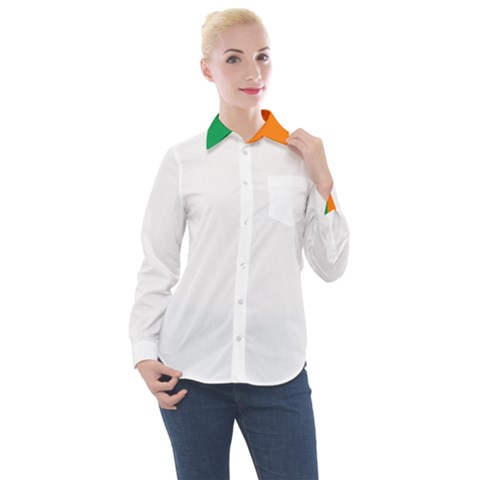 Ireland Flag Irish Flag Women s Long Sleeve Pocket Shirt by FlagGallery