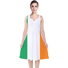 Flag Of Ireland Irish Flag V-neck Midi Sleeveless Dress  by FlagGallery