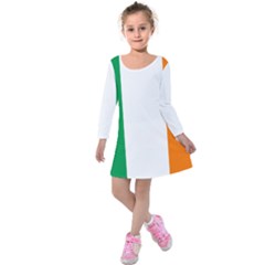 Flag Of Ireland Irish Flag Kids  Long Sleeve Velvet Dress