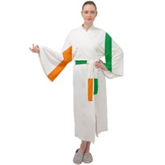 Flag Of Ireland Irish Flag Maxi Tie Front Velour Kimono by FlagGallery