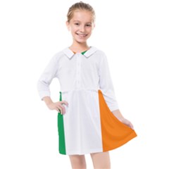 Flag Of Ireland Irish Flag Kids  Quarter Sleeve Shirt Dress by FlagGallery