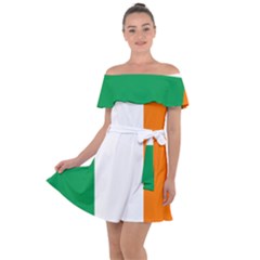 Flag Of Ireland Irish Flag Off Shoulder Velour Dress by FlagGallery