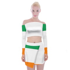 Flag of Ireland Irish Flag Off Shoulder Top with Mini Skirt Set