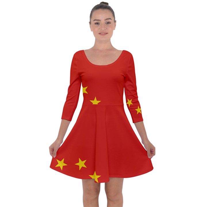 Chinese flag Flag of China Quarter Sleeve Skater Dress