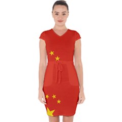 Chinese Flag Flag Of China Capsleeve Drawstring Dress 