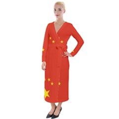 Chinese Flag Flag Of China Velvet Maxi Wrap Dress