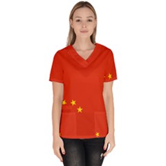 Chinese Flag Flag Of China Women s V-neck Scrub Top