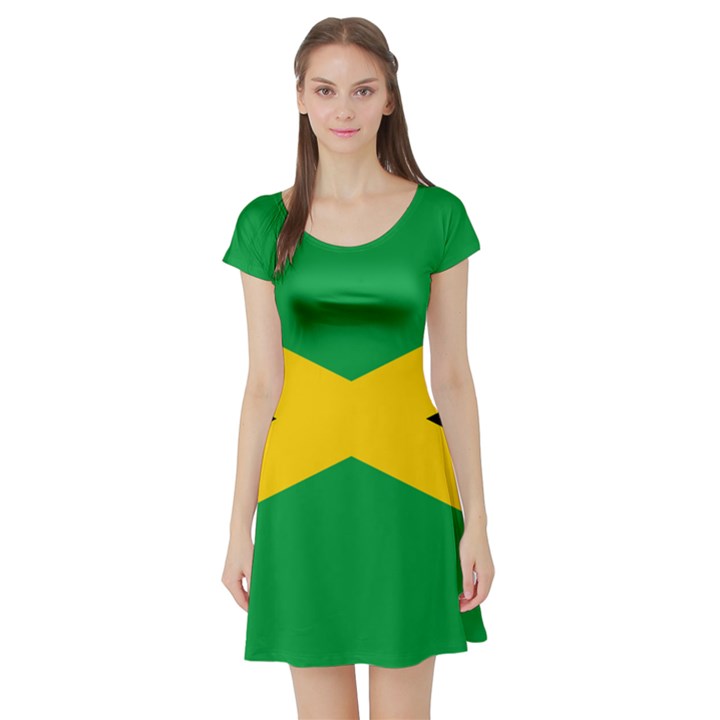 Jamaica flag Short Sleeve Skater Dress