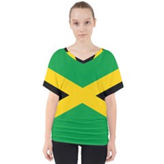 Jamaica Flag V-neck Dolman Drape Top by FlagGallery