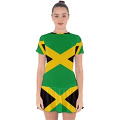 Jamaica Flag Drop Hem Mini Chiffon Dress by FlagGallery