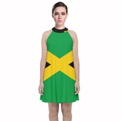 Jamaica Flag Velvet Halter Neckline Dress  by FlagGallery