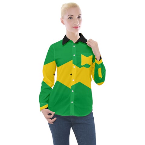 Jamaica Flag Women s Long Sleeve Pocket Shirt by FlagGallery