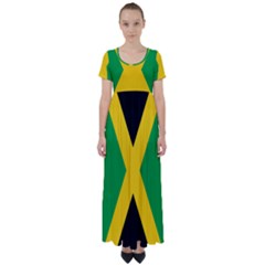 Jamaica Flag High Waist Short Sleeve Maxi Dress by FlagGallery