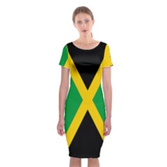 Jamaica Flag Classic Short Sleeve Midi Dress by FlagGallery