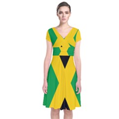 Jamaica Flag Short Sleeve Front Wrap Dress by FlagGallery