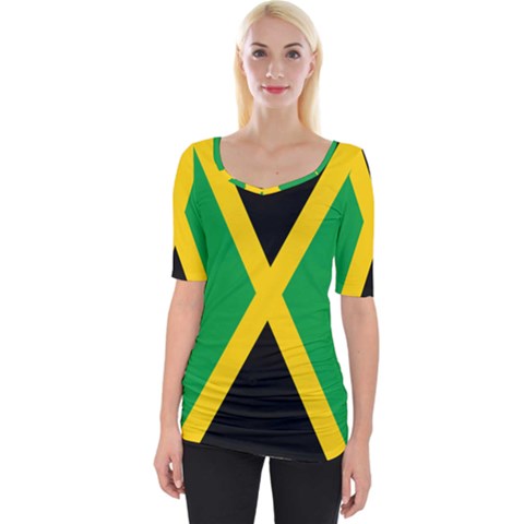 Jamaica Flag Wide Neckline Tee by FlagGallery