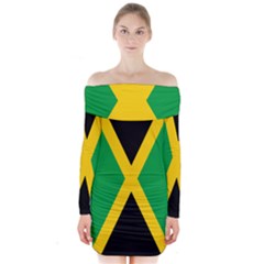 Jamaica Flag Long Sleeve Off Shoulder Dress by FlagGallery