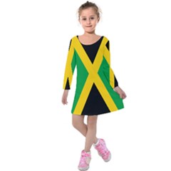 Jamaica Flag Kids  Long Sleeve Velvet Dress by FlagGallery