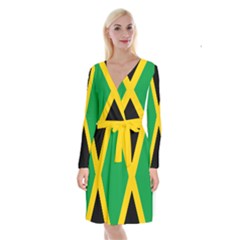 Jamaica Flag Long Sleeve Velvet Front Wrap Dress by FlagGallery