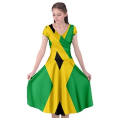 Jamaica Flag Cap Sleeve Wrap Front Dress by FlagGallery