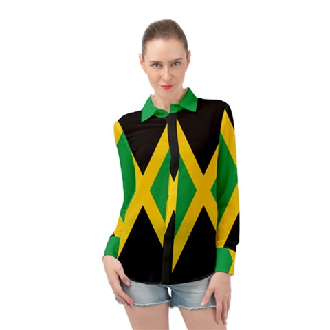 Jamaica Flag Long Sleeve Chiffon Shirt by FlagGallery