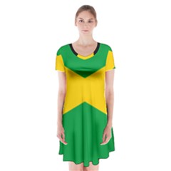 Jamaica Flag Short Sleeve V-neck Flare Dress by FlagGallery