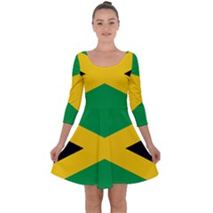 Jamaica Flag Quarter Sleeve Skater Dress by FlagGallery