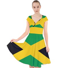 Jamaica Flag Cap Sleeve Front Wrap Midi Dress by FlagGallery