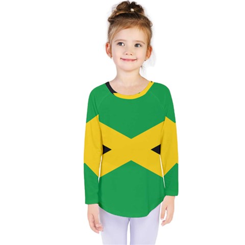 Jamaica Flag Kids  Long Sleeve Tee by FlagGallery