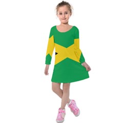 Jamaica Flag Kids  Long Sleeve Velvet Dress by FlagGallery