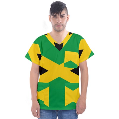 Jamaica Flag Men s V-neck Scrub Top by FlagGallery