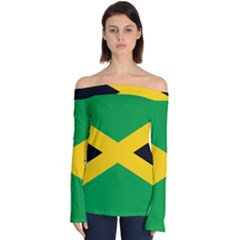 Jamaica Flag Off Shoulder Long Sleeve Top by FlagGallery